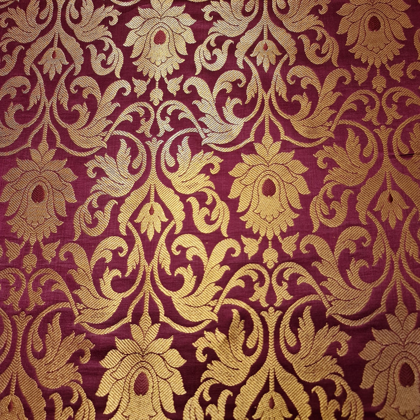 Luxurious Floral Banarasi Brocade Fabric – Premium Indian Gold Metallic Jacquard Woven Material 44" Wide
