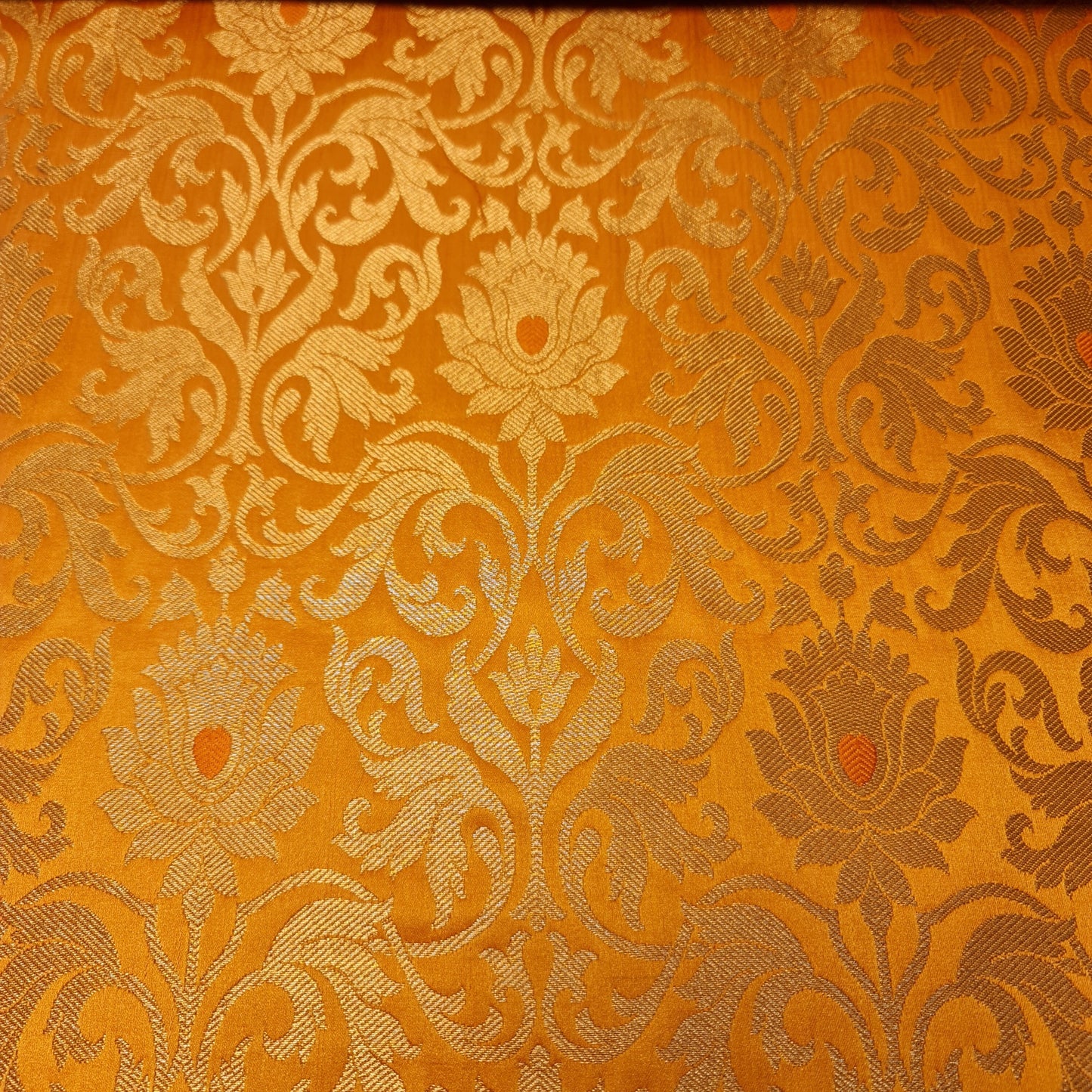 Luxurious Floral Banarasi Brocade Fabric – Premium Indian Gold Metallic Jacquard Woven Material 44" Wide