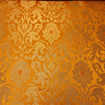 Luxurious Floral Banarasi Brocade Fabric – Premium Indian Gold Metallic Jacquard Woven Material 44" Wide