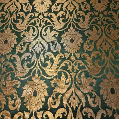 Luxurious Floral Banarasi Brocade Fabric – Premium Indian Gold Metallic Jacquard Woven Material 44" Wide