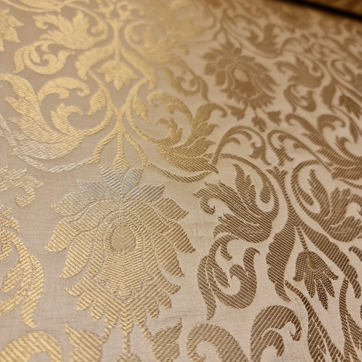 Luxurious Floral Banarasi Brocade Fabric – Premium Indian Gold Metallic Jacquard Woven Material 44" Wide