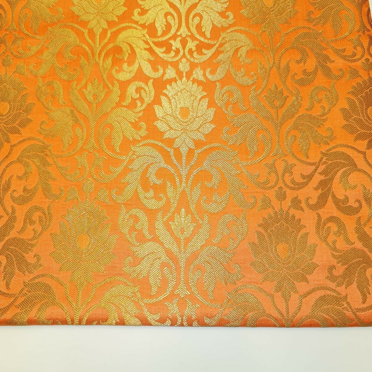 Luxurious Floral Banarasi Brocade Fabric – Premium Indian Gold Metallic Jacquard Woven Material 44" Wide
