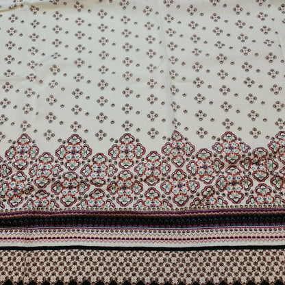 Ivory Panel Print Crepe Fabric – Dress, Drape & Craft Material 58" Wide, Sold by the Meter