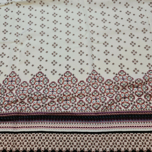 Ivory Panel Print Crepe Fabric – Dress, Drape & Craft Material 58" Wide, Sold by the Meter