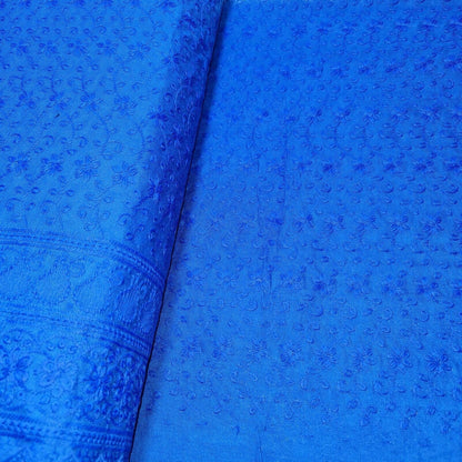 NEW SPRING 100% Cotton Lawn Broderie Anglaise Embroidery Dress Craft Fabric 44" (Royal Blue)