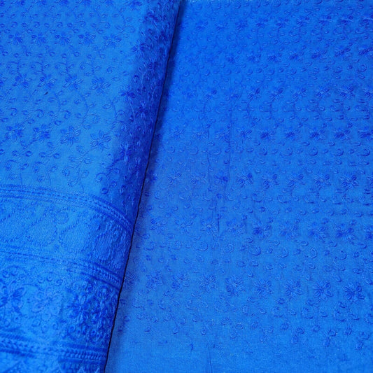NEW SPRING 100% Cotton Lawn Broderie Anglaise Embroidery Dress Craft Fabric 44" (Royal Blue)
