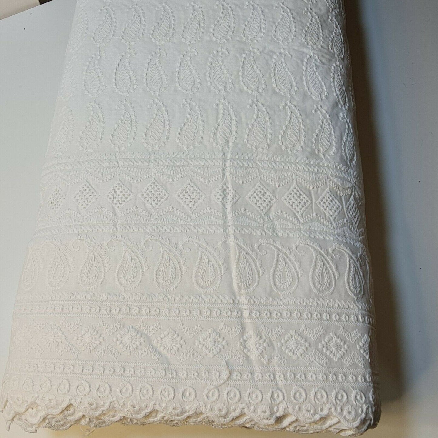 NEW SPRING 100% Cotton Lawn Broderie Anglaise Embroidery Dress Craft Fabric 44" (Ivory)