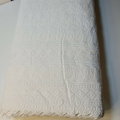NEW SPRING 100% Cotton Lawn Broderie Anglaise Embroidery Dress Craft Fabric 44" (Ivory)