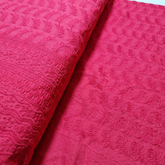 NEW SPRING 100% Cotton Lawn Broderie Anglaise Embroidery Dress Craft Fabric 44" (FUCSHIA)