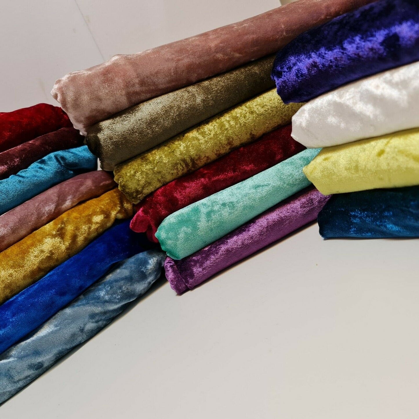 Crushed Velvet Stretch Velour Fabric – 58" Wide Plain Solid Colours Premium Material for Dresses, Crafts Projects