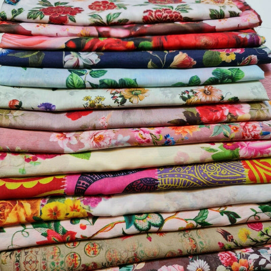 Digital Floral Print Polycotton Fabric – 44" Wide Soft Lightweight Dress & Craft Material