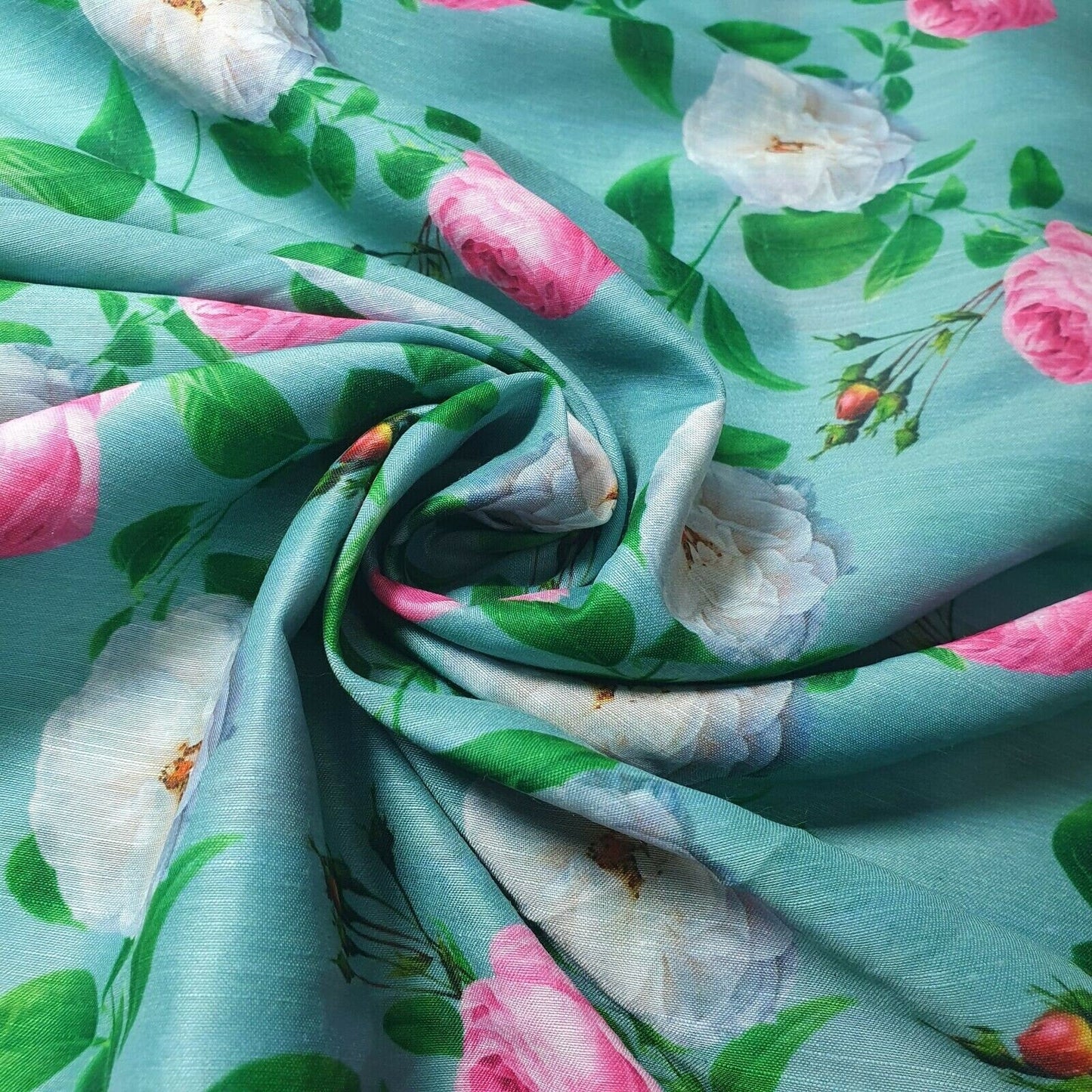 Digital Floral Print Polycotton Fabric – 44" Wide Soft Lightweight Dress & Craft Material