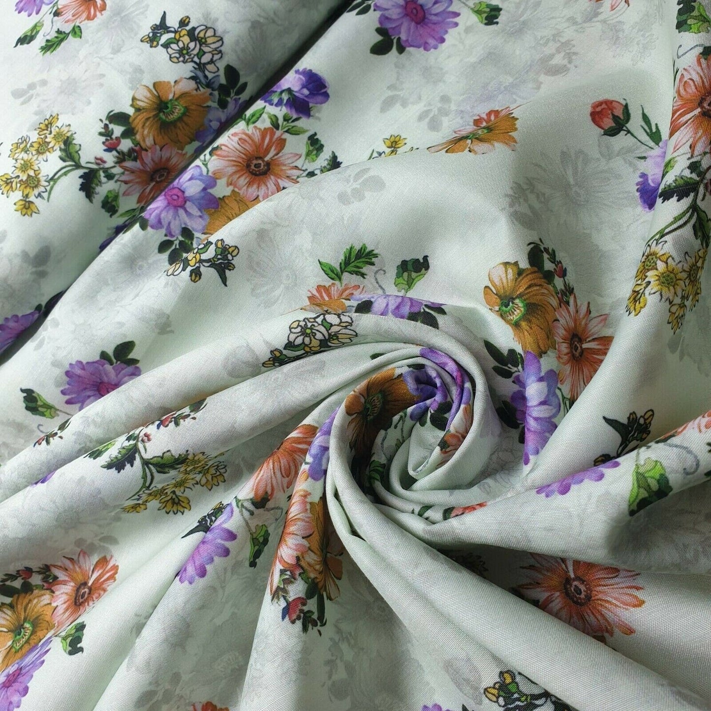 Digital Floral Print Polycotton Fabric – 44" Wide Soft Lightweight Dress & Craft Material