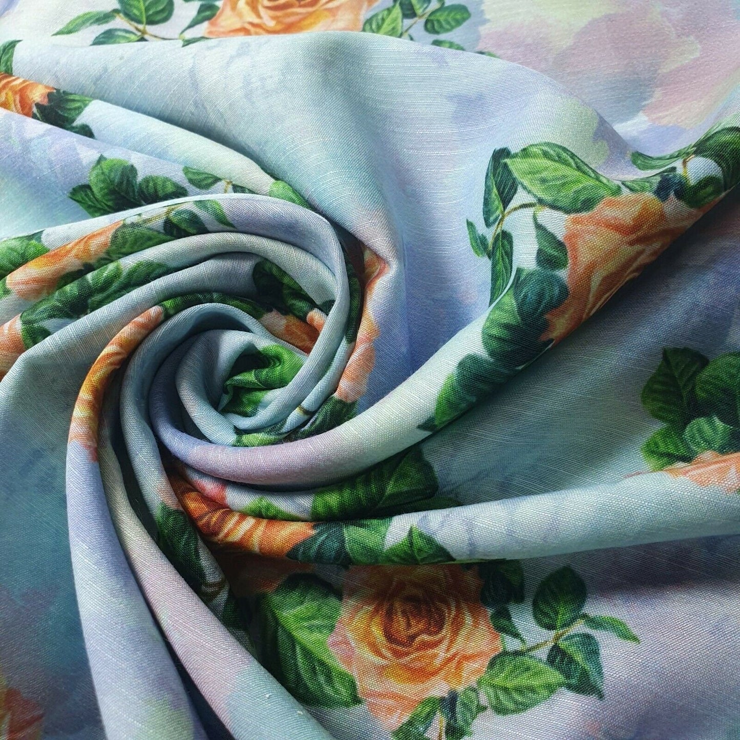 Digital Floral Print Polycotton Fabric – 44" Wide Soft Lightweight Dress & Craft Material