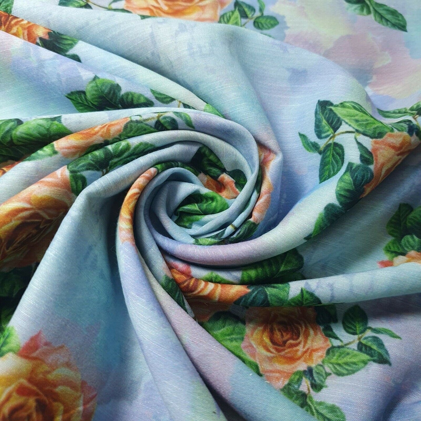 Digital Floral Print Polycotton Fabric – 44" Wide Soft Lightweight Dress & Craft Material