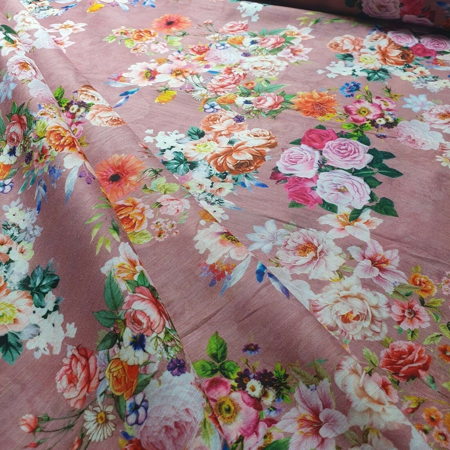 Digital Floral Print Polycotton Fabric – 44" Wide Soft Lightweight Dress & Craft Material