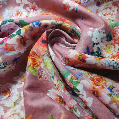 Digital Floral Print Polycotton Fabric – 44" Wide Soft Lightweight Dress & Craft Material