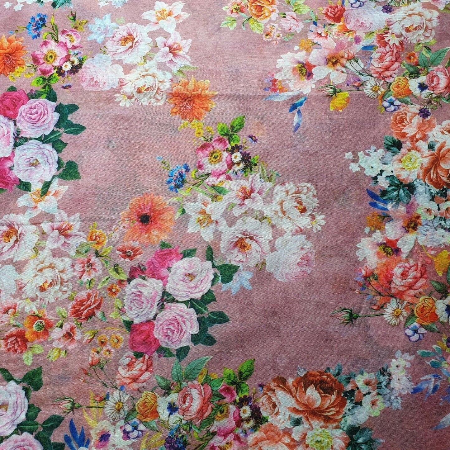 Digital Floral Print Polycotton Fabric – 44" Wide Soft Lightweight Dress & Craft Material