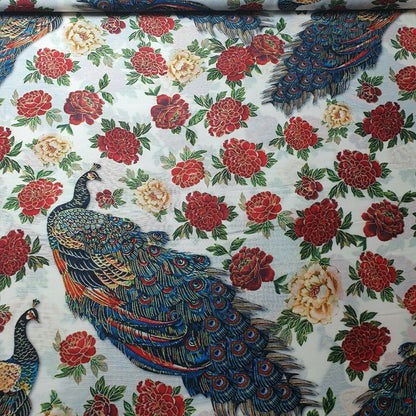 Digital Floral Print Polycotton Fabric – 44" Wide Soft Lightweight Dress & Craft Material