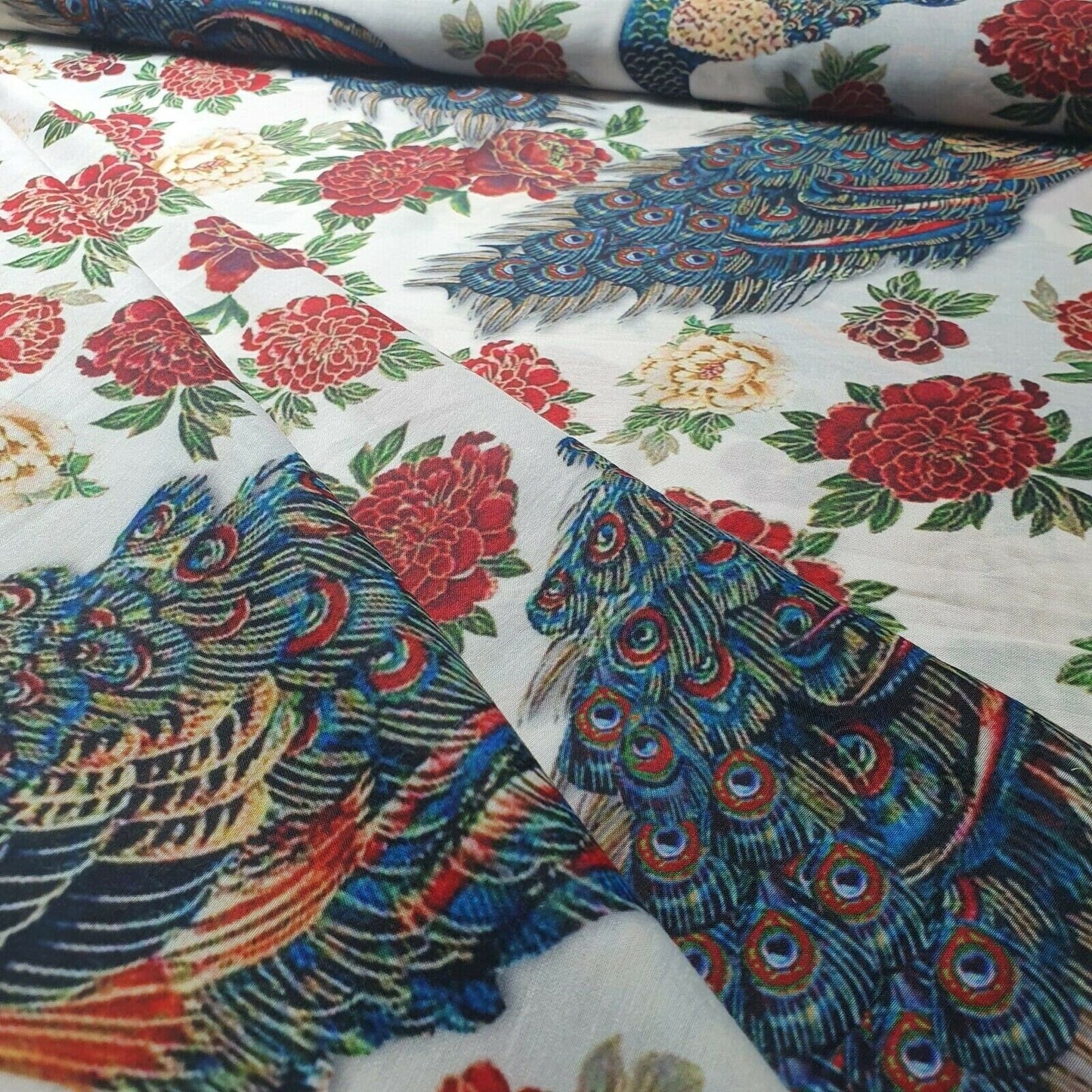 Digital Floral Print Polycotton Fabric – 44" Wide Soft Lightweight Dress & Craft Material