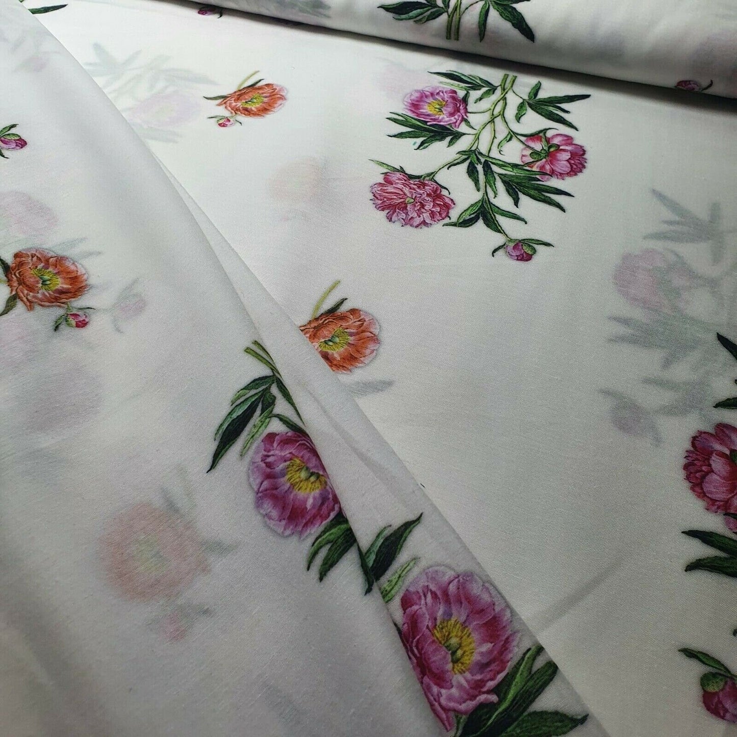 Digital Floral Print Polycotton Fabric – 44" Wide Soft Lightweight Dress & Craft Material