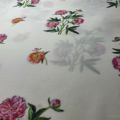 Digital Floral Print Polycotton Fabric – 44" Wide Soft Lightweight Dress & Craft Material