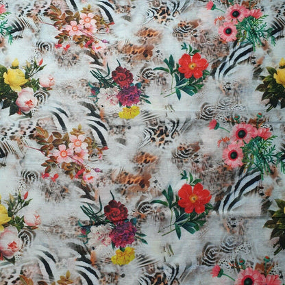 Digital Floral Print Polycotton Fabric – 44" Wide Soft Lightweight Dress & Craft Material