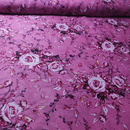 Digital Floral Print Polycotton Fabric – 44" Wide Soft Lightweight Dress & Craft Material