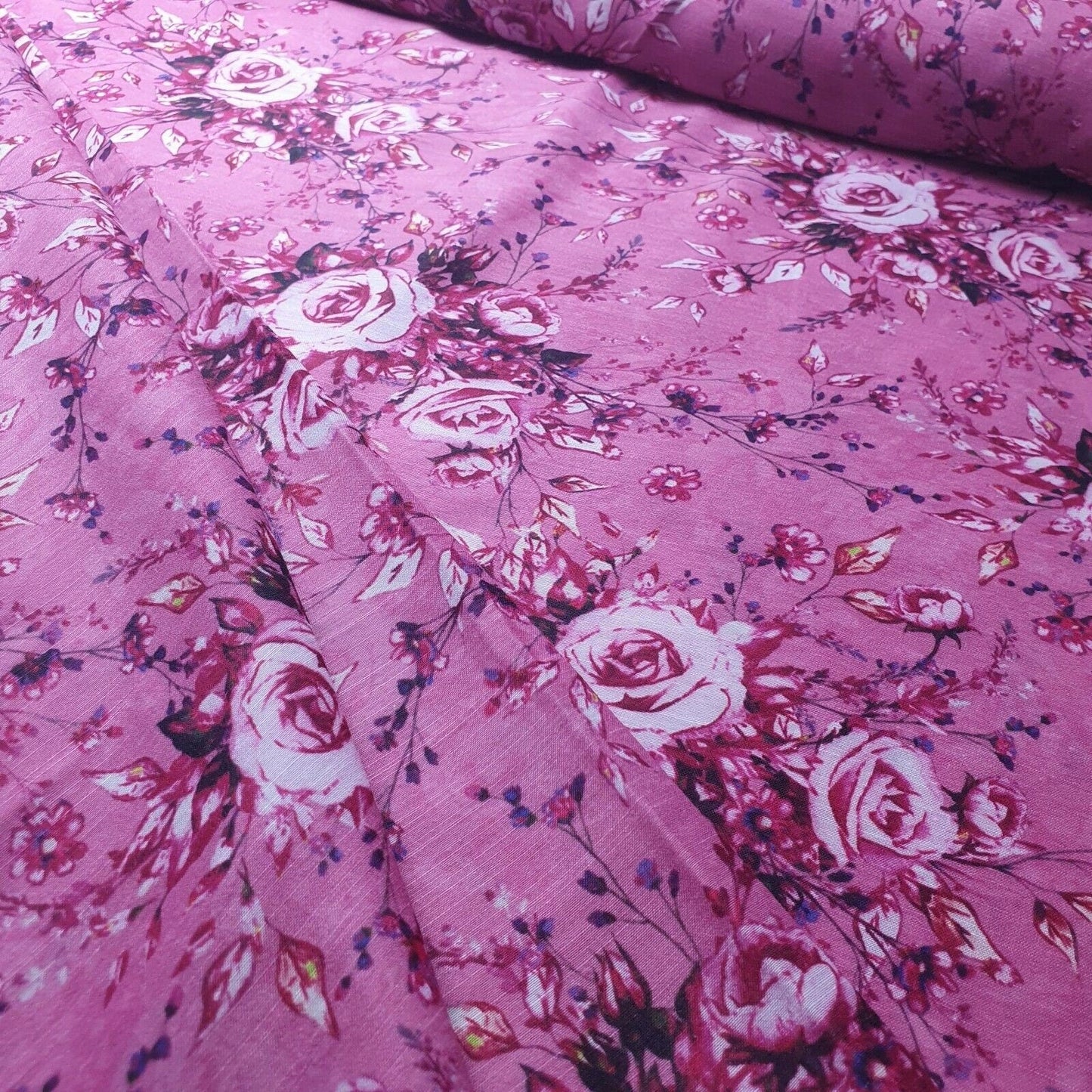 Digital Floral Print Polycotton Fabric – 44" Wide Soft Lightweight Dress & Craft Material