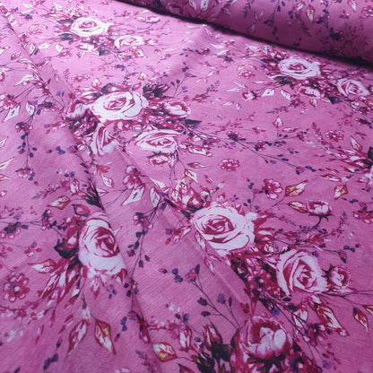 Digital Floral Print Polycotton Fabric – 44" Wide Soft Lightweight Dress & Craft Material