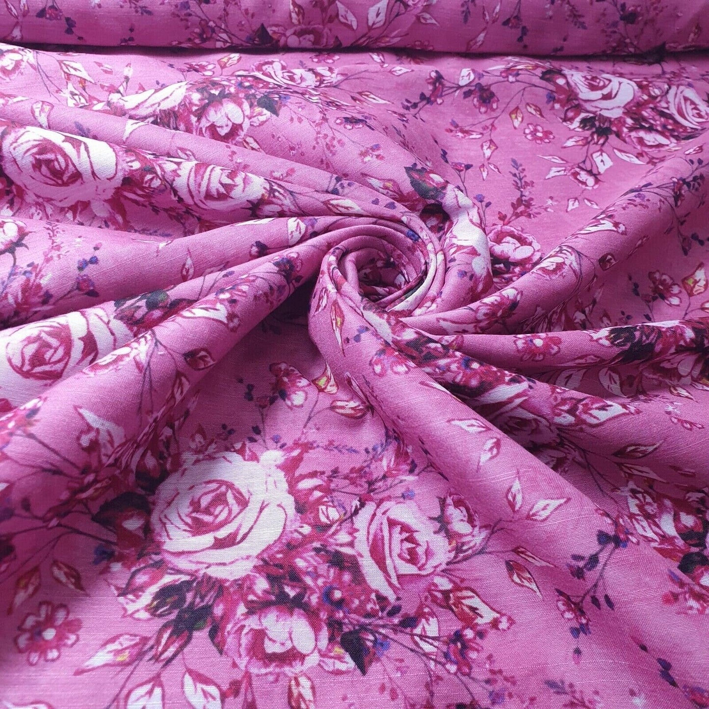 Digital Floral Print Polycotton Fabric – 44" Wide Soft Lightweight Dress & Craft Material