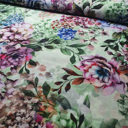 Digital Floral Print Polycotton Fabric – 44" Wide Soft Lightweight Dress & Craft Material