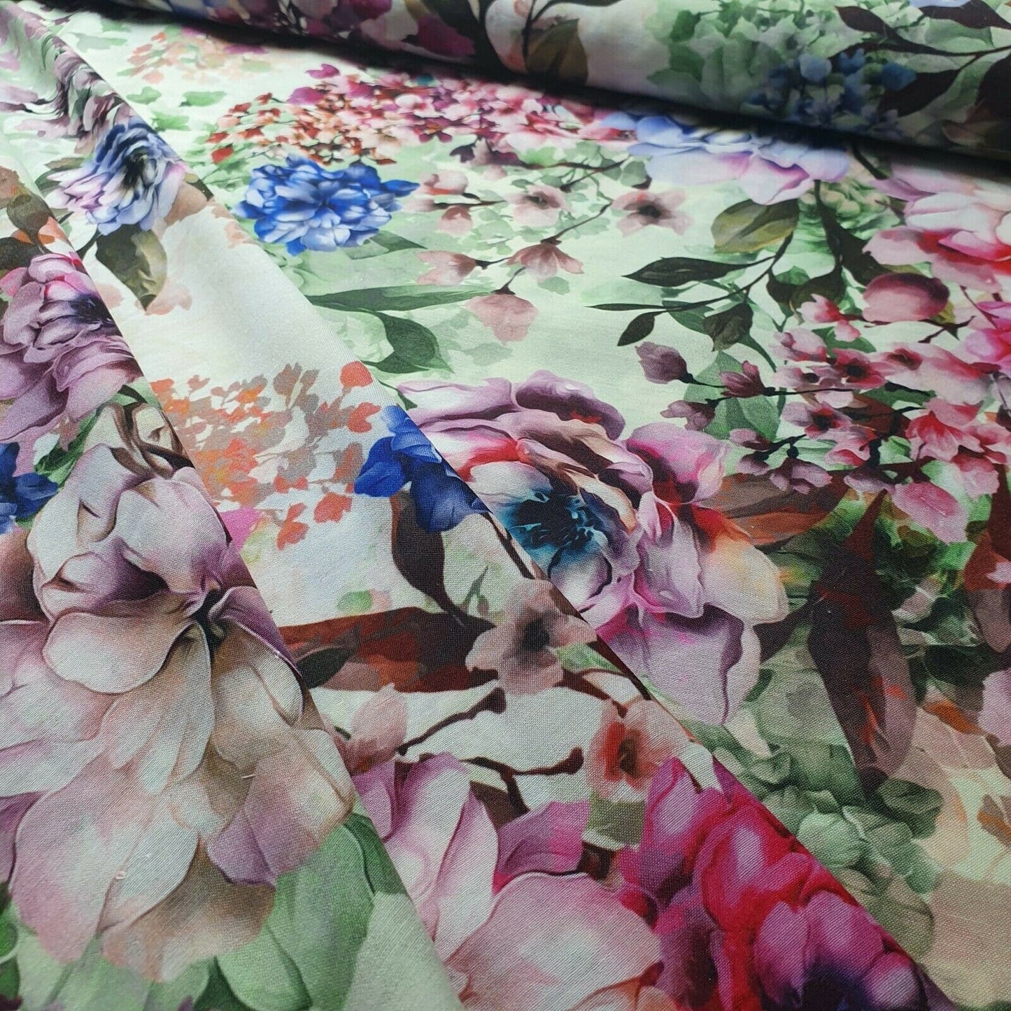 Digital Floral Print Polycotton Fabric – 44" Wide Soft Lightweight Dress & Craft Material