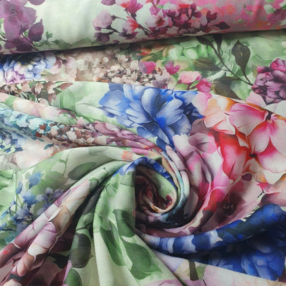 Digital Floral Print Polycotton Fabric – 44" Wide Soft Lightweight Dress & Craft Material