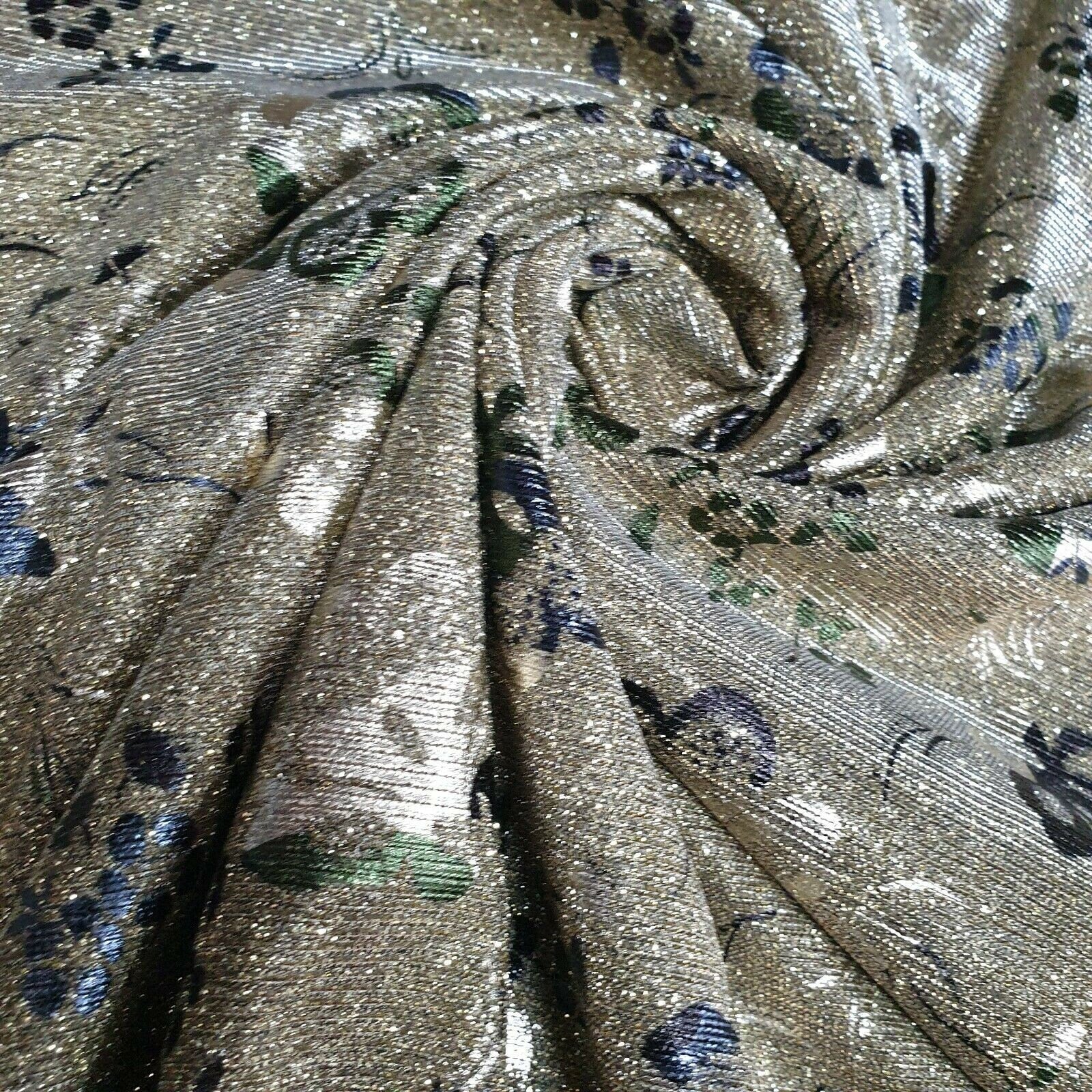 Shimmer Moonlight Floral Printed Glitter Nylon Fabric – 58