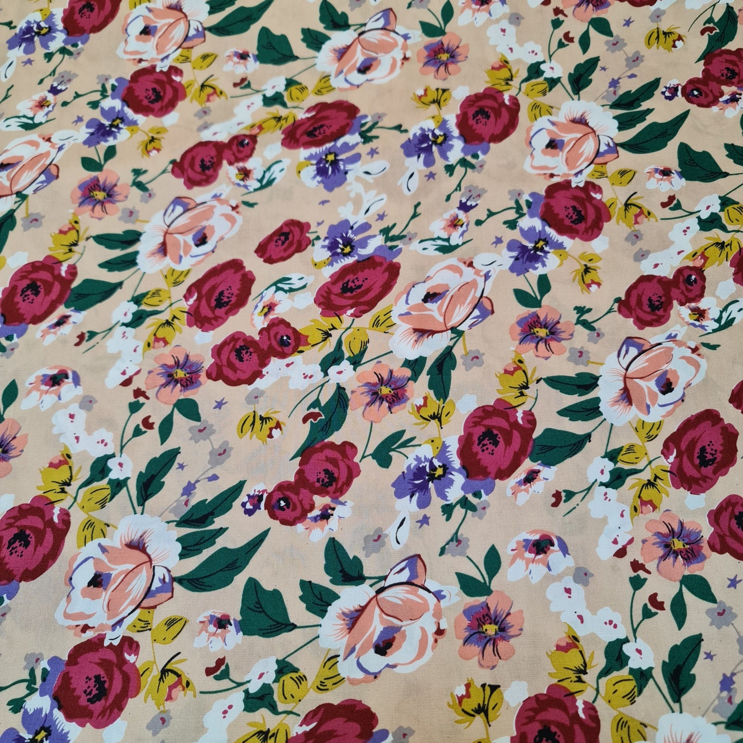100% Cotton Poplin Floral Bloom Flower Fabric Dress Craft Quilting Costume Material 58" By The Meter