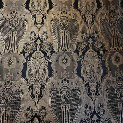 Ornamental Damask Banarasi Brocade Fabric – Premium Indian Gold Metallic Jacquard Material 44" Wide