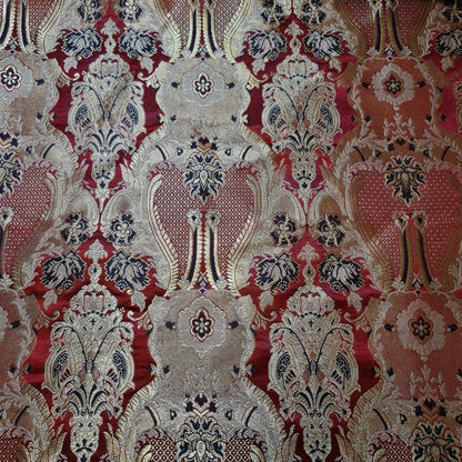 Ornamental Damask Banarasi Brocade Fabric – Premium Indian Gold Metallic Jacquard Material 44" Wide