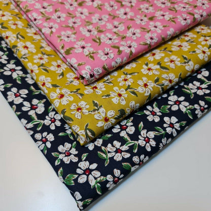 Spring Floral 100% Cotton Poplin Daisy Flower Print Fabric Dress Craft Soft Fabric 58" Meter