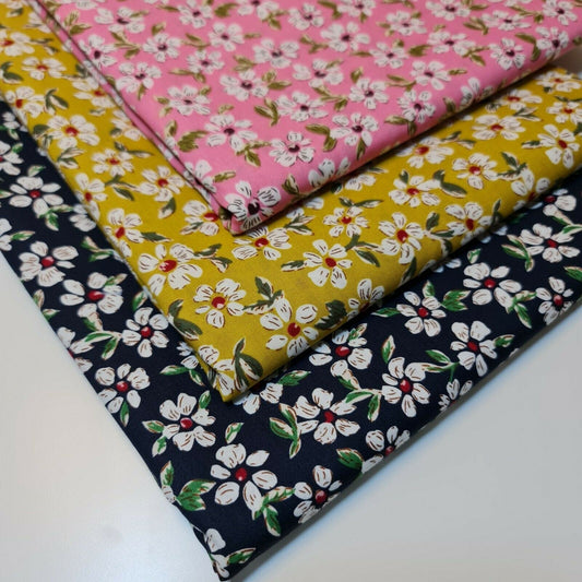 Spring Floral 100% Cotton Poplin Daisy Flower Print Fabric Dress Craft Soft Fabric 58" Meter