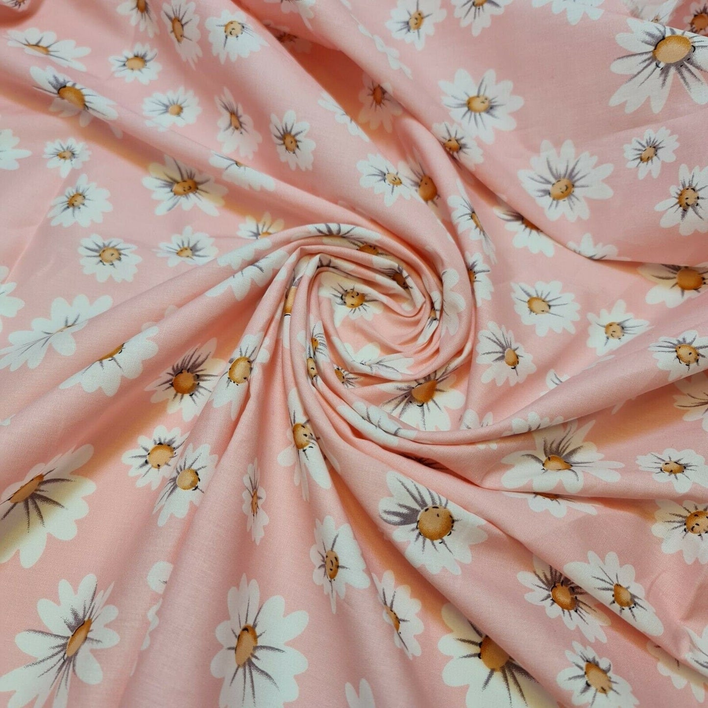100% Cotton Poplin Daisy Flower Fabric Dress Craft Quilting Costume Material 58" By The Meter (Print -5)