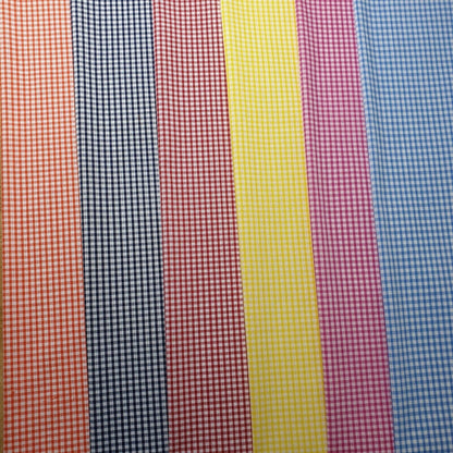 Polycotton Gingham Check Fabric – 1/8", 1/4", 1" Checks | Dress, Craft & Uniform Material (44” Wide, Sold by the Meter)