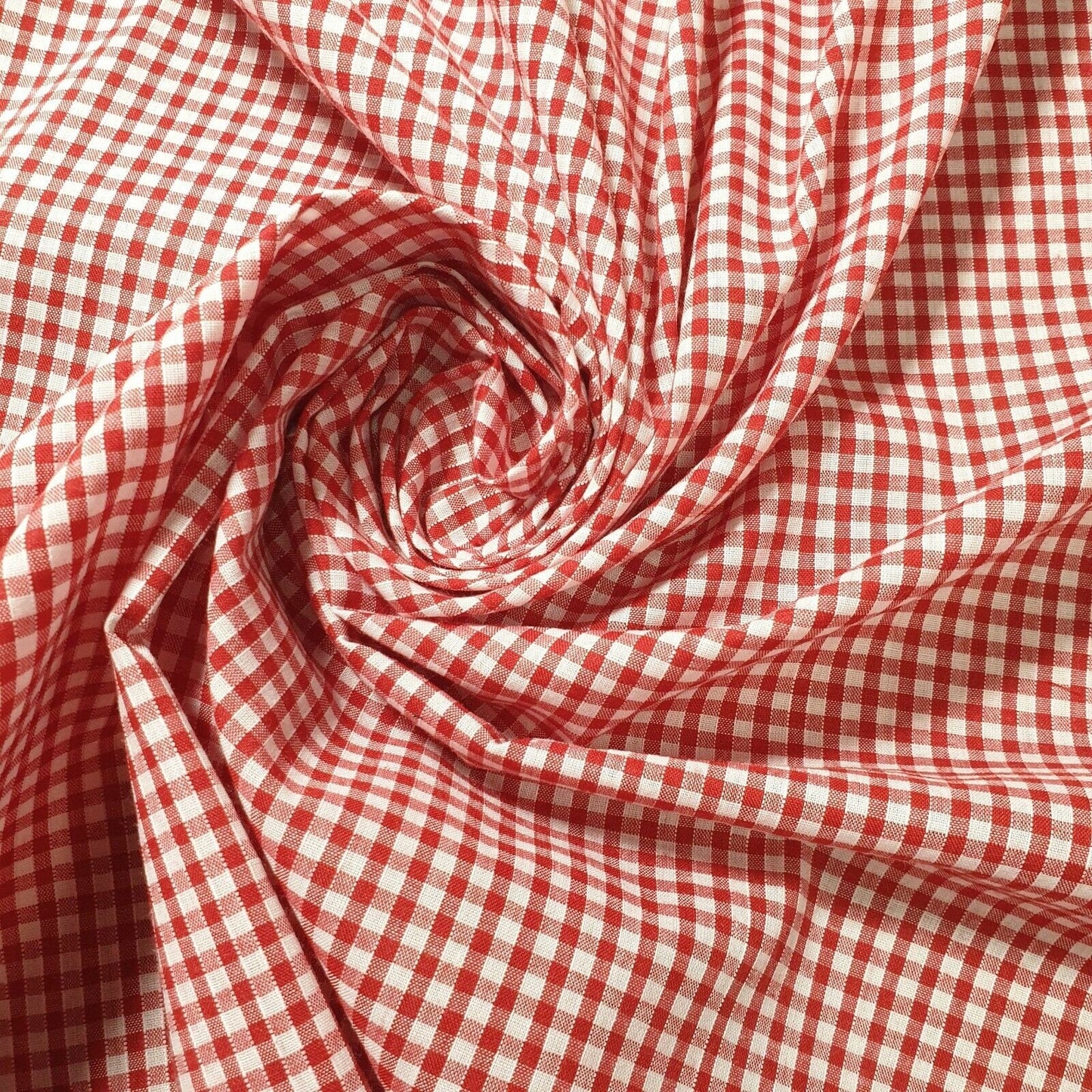 Polycotton Gingham Check Fabric – 1/8", 1/4", 1" Checks | Dress, Craft & Uniform Material (44” Wide, Sold by the Meter)
