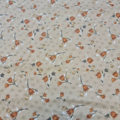 Vintage Japanese Floral Printed Polycotton Fabric – 58" Wide Soft Dress & Craft Material by the Metre