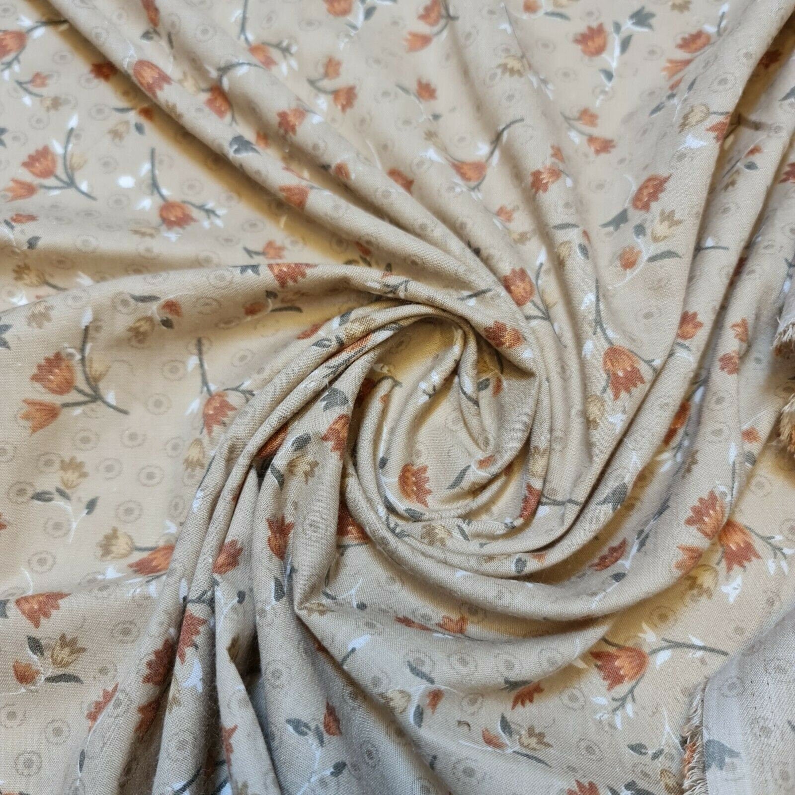 Vintage Japanese Floral Printed Polycotton Fabric – 58