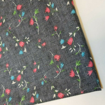 Vintage Japanese Floral Printed Polycotton Fabric – 58" Wide Soft Dress & Craft Material by the Metre