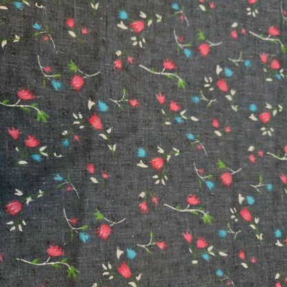 Vintage Japanese Floral Printed Polycotton Fabric – 58" Wide Soft Dress & Craft Material by the Metre