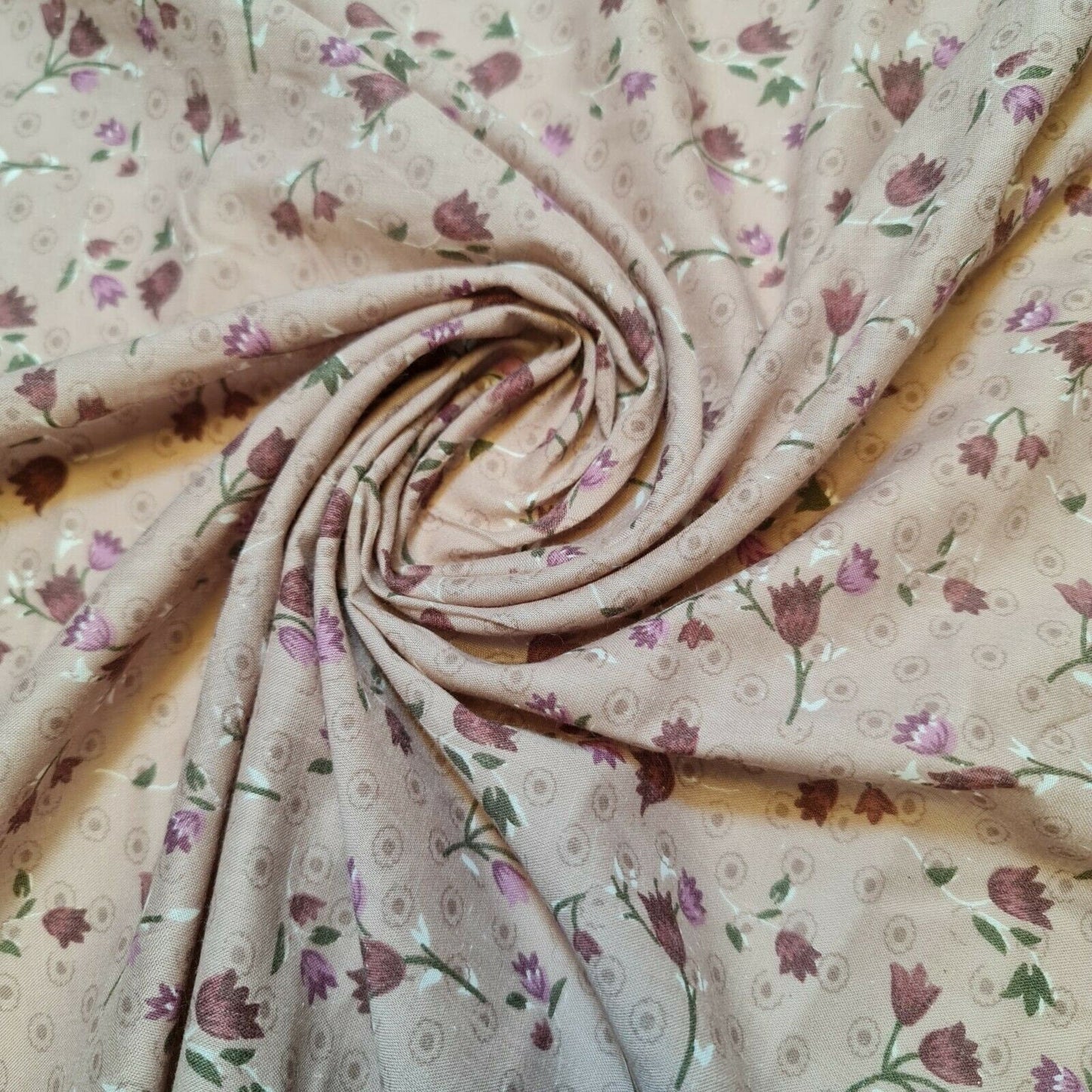 Vintage Japanese Floral Printed Polycotton Fabric – 58" Wide Soft Dress & Craft Material by the Metre
