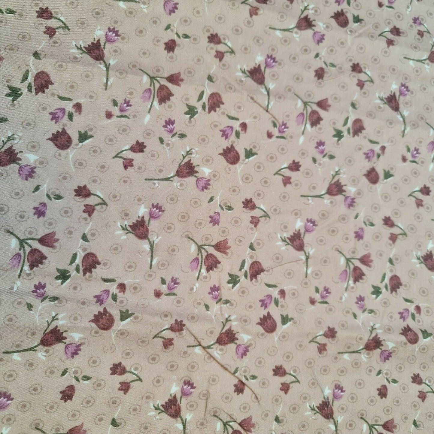 Vintage Japanese Floral Printed Polycotton Fabric – 58" Wide Soft Dress & Craft Material by the Metre