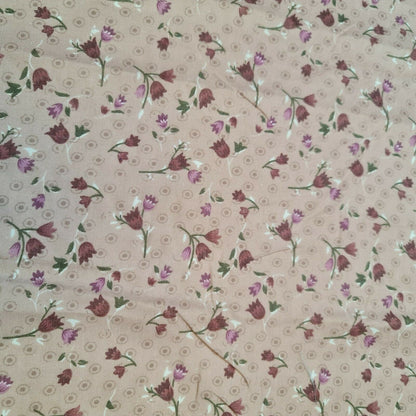 Vintage Japanese Floral Printed Polycotton Fabric – 58" Wide Soft Dress & Craft Material by the Metre